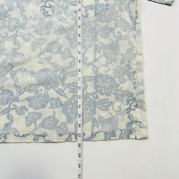Reyn Spooner 1/4 Button Up Aloha Shirt Mens Size Medium Blue Floral Hawaiian - Picture 10 of 12